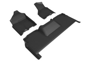 Ram 2500 Mega Cab Floor Mat Set - Front + Rear - 3D MAXpider - KAGU Series - Black - `19-`24